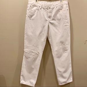 Ann‎ Taylor Loft White Distressed Boyfriend Jeans